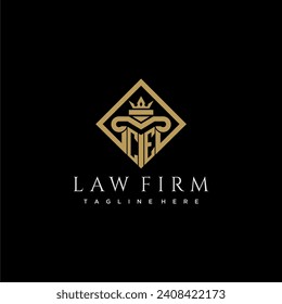 CE initial monogram logo for lawfirm with pillar in creative square design