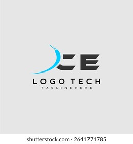 CE initial monogram for technology logo design