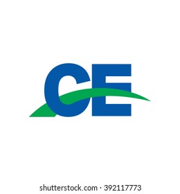 CE initial overlapping swoosh letter logo blue green