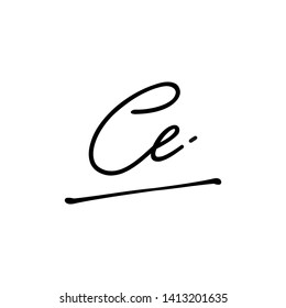CE initial signature logo. handwriting logo template vector,