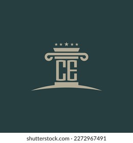 Plantilla de diseño de vectores del logotipo de la ley de justicia de las iniciales CE