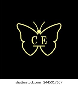 CE Initials Luxury Butterfly logo Vector illustration