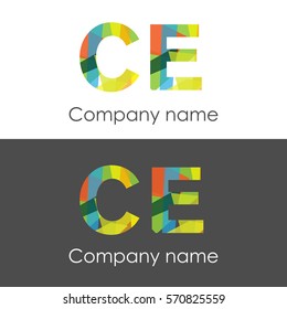 CE letter abstract mosaic shape icon colorful