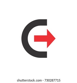 CE letter with arrow logo design vector