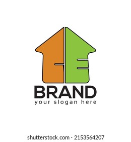Logo de construcción de la casa de cartas CE. Diseño plano. Ilustración vectorial sobre fondo blanco.
