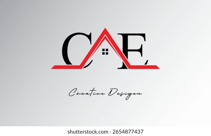 Logotipo de la casa de la letra del CE – Monograma inmobiliario creativo con el icono del tejado y la forma casera para la propiedad, la arquitectura y la marca moderna
