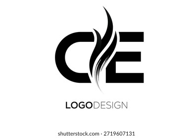 CE Letter Monogram Logo with Artistic Brush Stroke for Modern Brand Identity