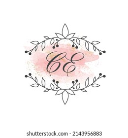 CE letters signature logo, Handwritten logo, CE, CE lettering, Letters CE, C and E logo with flower mandala, Brushstroke, wedding, fashion, floral and botanical
