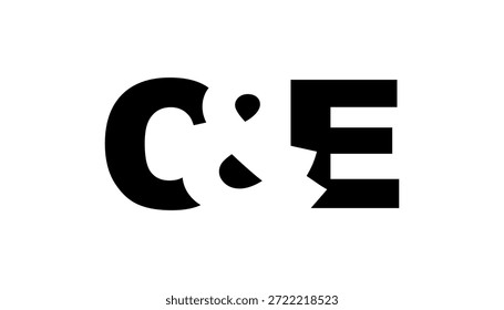 CE logo design in bold style. Black white identity symbol. Modern typography emblem. Corporate branding icon. Minimal business template.