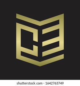 CE Logo Emblem Monogram With Shield Style Design Template Isolated On gold colors