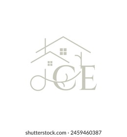 CE logo with a home form element which means a real estate company