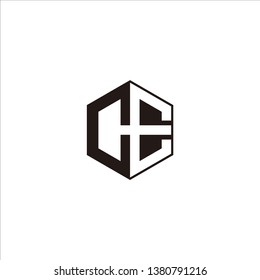CE Logo Initial Monogram Negative Space Designs Modern Templete with Black color and White Background