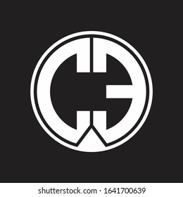 CE Logo monogram circle with piece ribbon style on black background