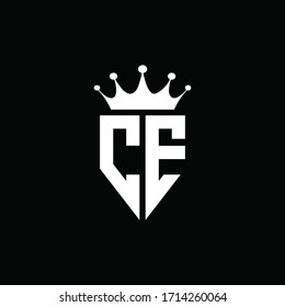 CE logo monogram emblem style with crown shape design template