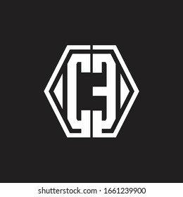 Monograma de logotipo CE con plantilla de diseño redondeado de línea hexagonal