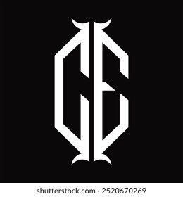 CE Logo Monogramm Hexagon Schild mit Horn Form Design-Vorlage