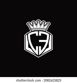 CE Logo monogram with luxury emblem shape and crown design template on black background