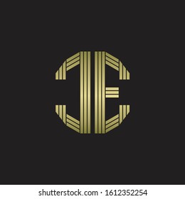 CE Logo monogram outline style linked isolated with gold colors