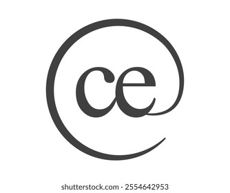 CE logo from two letter with circle shape email sign style. C and E round logotype of business company for brand identity.