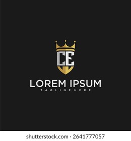 CE luxury letter monogram for crown and shield logo design