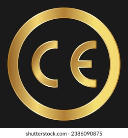 CE mark Conformate Europeene Simple gold icon on product packaging and box