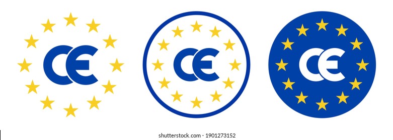 CE mark in flat style. CE symbol, sign, logo, emblem. Quality design element isolated on white background. Certificate vector icons.