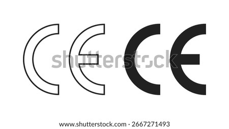 CE Mark Industrial Certificate Line Icons Vector Illustration