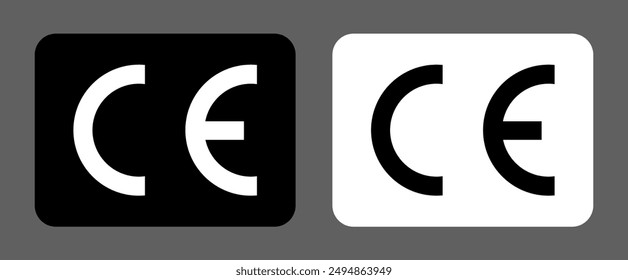 CE mark symbol Vector illustration, CE marking icon, Industrial certificate standard safety logo CE, packaging symbol CE isolated, Certification EU safety sign, warning sign, certification mark.