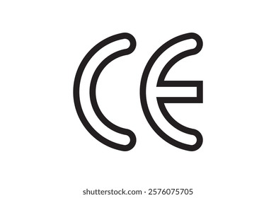 CE mark symbol Vector illustration, CE marking icon, Industrial certificate standard safety logo CE, packaging symbol CE isolated, Certification EU safety sign, warning sign, certification mark.