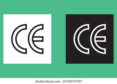 CE mark symbol Vector illustration, CE marking icon, Industrial certificate standard safety logo CE, packaging symbol CE isolated, Certification EU safety sign, warning sign, certification mark.