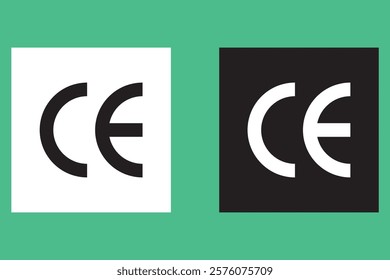 CE mark symbol Vector illustration, CE marking icon, Industrial certificate standard safety logo CE, packaging symbol CE isolated, Certification EU safety sign, warning sign, certification mark.