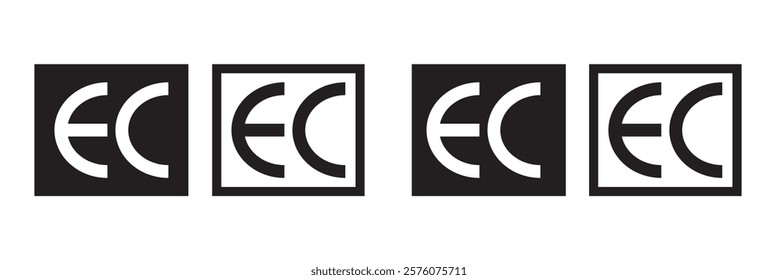 CE mark symbol Vector illustration, CE marking icon, Industrial certificate standard safety logo CE, packaging symbol CE isolated, Certification EU safety sign, warning sign, certification mark.