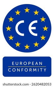 CE Marking. European Conformity Symbol. Certification Mark  European Economic Area (EEA). "CE" Letters Formed According to Proportional and Geometric Rules – Vector Symbol
