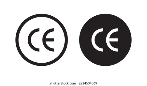 CE marking icon vector isolated on circle background. Conformity Europene sign symbol