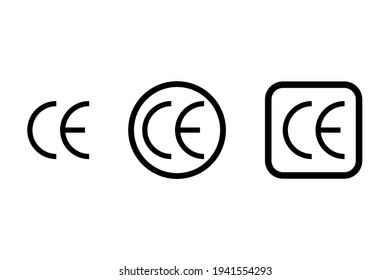 Ce marking logo, basic shape, black and white, geometric silhouette.Vector illustration isolated on white background.Eps 10.