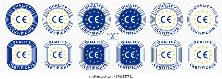 CE marking is a mark for products informing about compliance with the essential requirements of directives and harmonized standards of the European Union. Vector icon quality guarantee. 