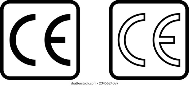 Símbolos de marcado CE en dos estilos para el embalaje. Marca de seguridad CE vectores aislados en fondo blanco
