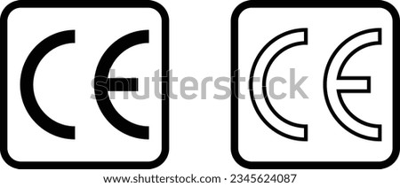 CE marking symbols in two styles for packaging. CE safety standards mark vector isolated on white background