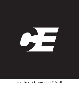 CE negative space letter logo black background