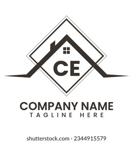 CE-Immobilienlogo, CE-Monogram-Logo, Dach-Symbol, CE-Zeichen, Haussymbol, Dachziegel,
Stadtlogo, Bau, Bau, Immobiliengeschäft, Bauwesen, 
Immobilien