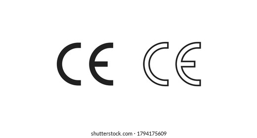 CE, simple black and line design icon set. Certificate isolated symbol concept  in vector flat style.