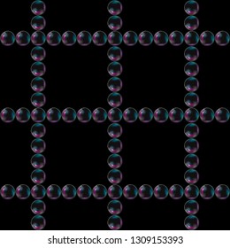 Cea Bubbles on Black Background. Seamless pattern. Vector Illustration. EPS10