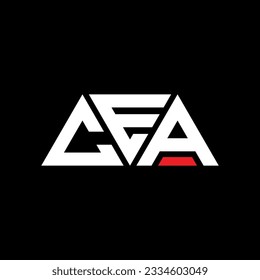 CEA triangle letter logo design with triangle shape. CEA triangle logo design monogram. CEA triangle vector logo template with red color. CEA triangular logo Simple, Elegant, and Luxurious design.