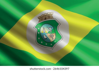 Ceara flag waving in the wind, realistic detailed silk texture. State of Brazil