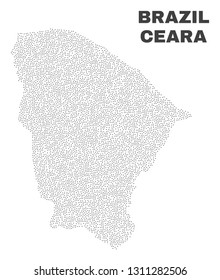 Ceara state map designed with little points. Vector abstraction in black color is isolated on a white background. Random tiny points are organized into Ceara state map.