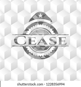 Cease grey emblem with geometric cube white background