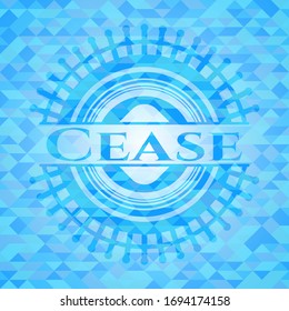 Cease light blue emblem with triangle mosaic background