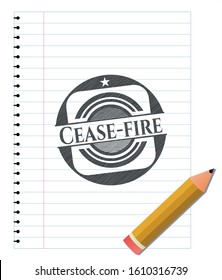 Cease-fire emblem with pencil effect. Vector Illustration. Detailed.