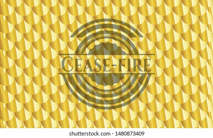 Cease-fire golden badge. Scales pattern. Vector Illustration. Detailed.