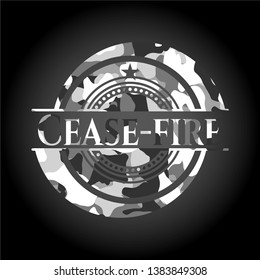Cease-fire on grey camouflage texture